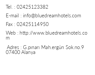 Blue Dream Hotel iletiim bilgileri